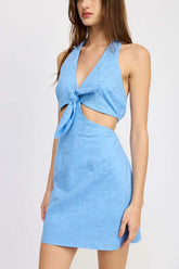 Chic Halter Neck Embroidered Mini Dress, Dresses, $ 99.00, A Moment Of Now™